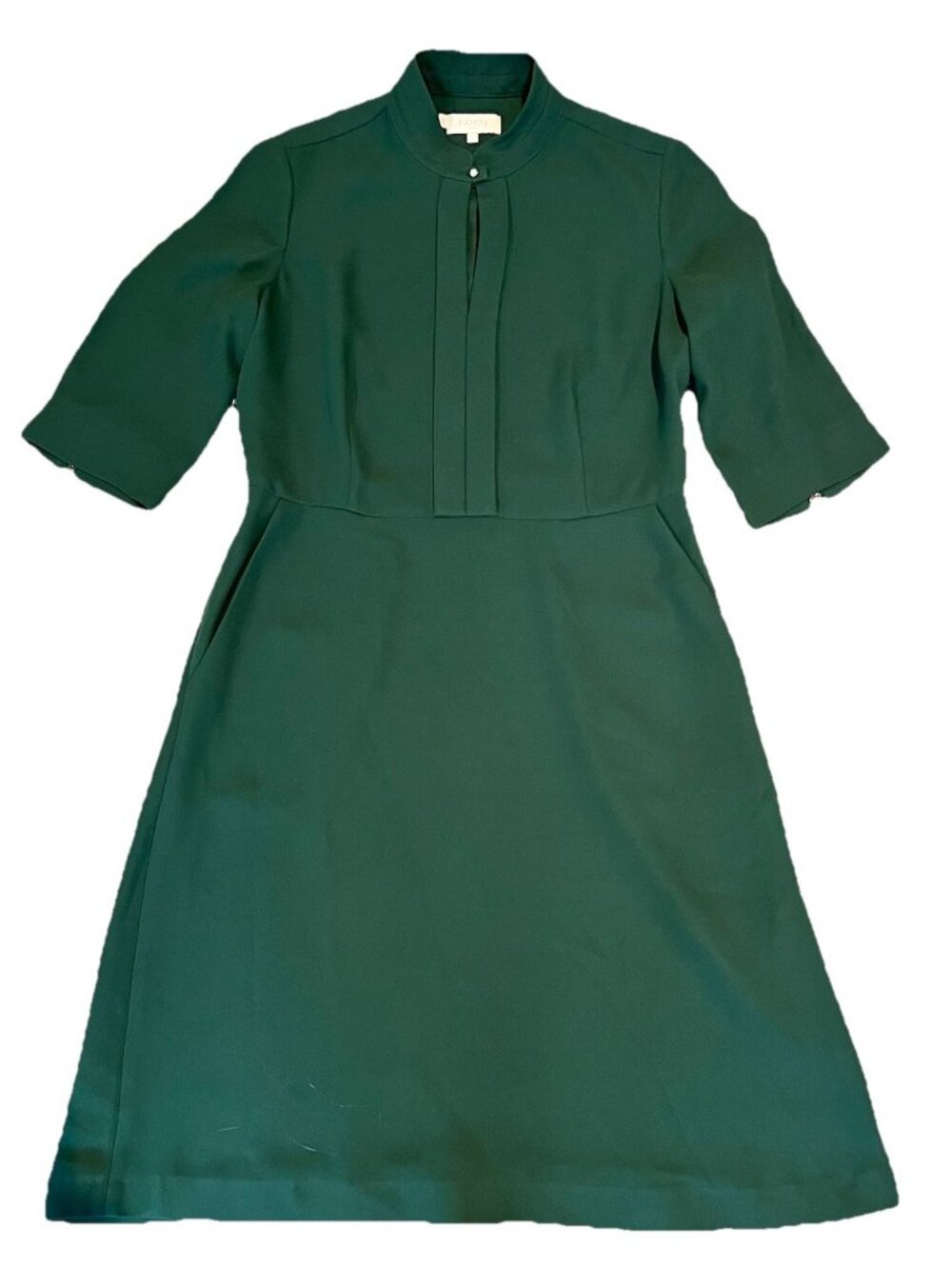 Hobbs London Women’s Midi Dress Size 6 Classic Green Office 3/4 Sleeves Chic